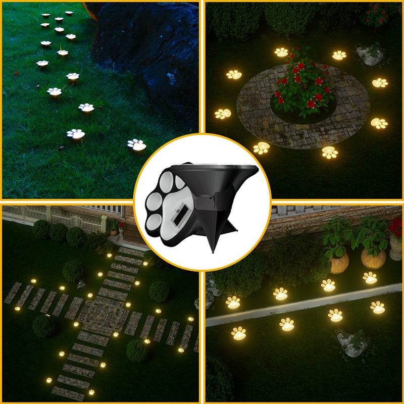 1PC Lawn Light Outdoor Paw Shaped for Garden Patio Underground Light Yard Walkway LED Driveway Decor Solar Light Waterproof IP44