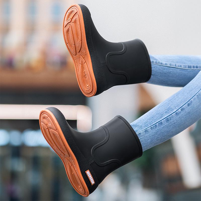 

Women s Trendy Mid-Calf Waterproof Fleece-Lined Rain Boots - Non-Slip & Wear-Resistant for Outdoor Camping. 36
