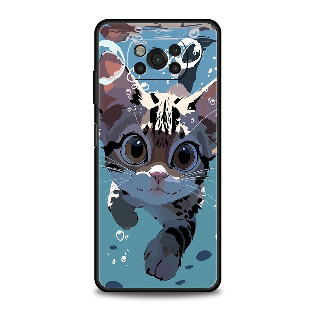 

мультяшный милый кот Арт мода Чехол для телефона Для Xiaomi Poco X6 X5 Pro X4 X3 NFC F5 Pro F4 F3 GT M5 M4 Pro 5G M3 C51 C50 Чехол Poco X4 GT