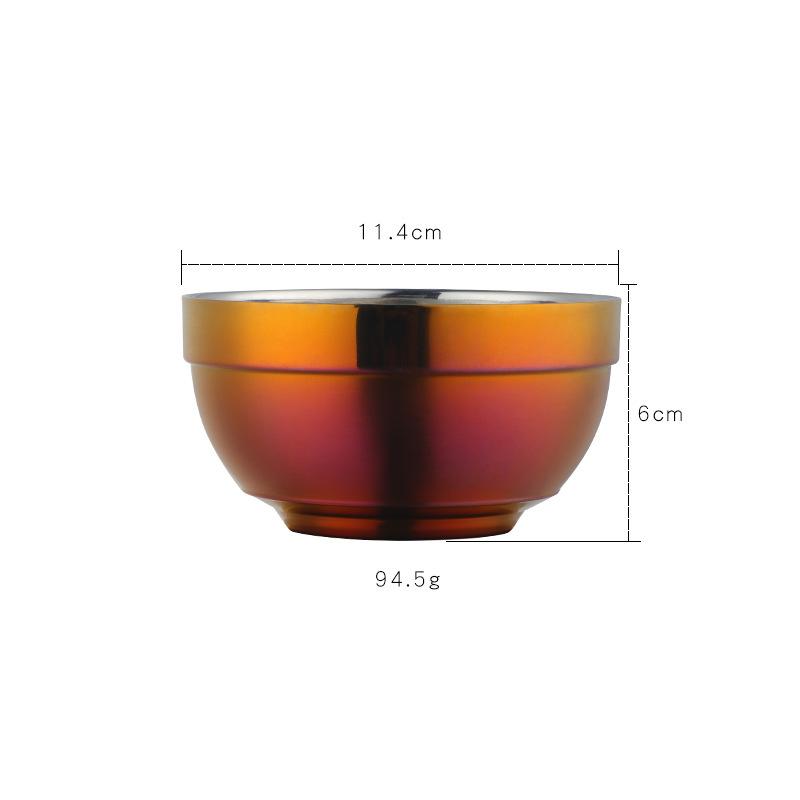 304 Stainless Steel Bowl Double Layer Insulated Rice Bowl Kids Tableware Soup Bowl for School Cafeteria