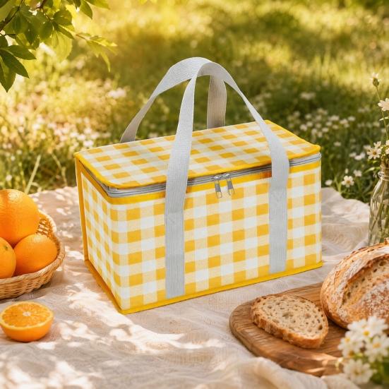 Izolowana torba piknikowa, Składany termiczny koszyk na lunch na zewnątrz, Wytrzymała lodówka z folii aluminiowej na żywność, Akcesorium piknikowe i kempingowe