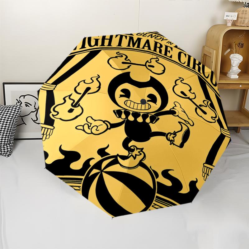 Bendy and the Ink Machine Theme Automatic Umbrella, Lightweight & Portable, 8 Rib, Perfect for Outdoor Travel, Birthdays, Christmas, Gifts.