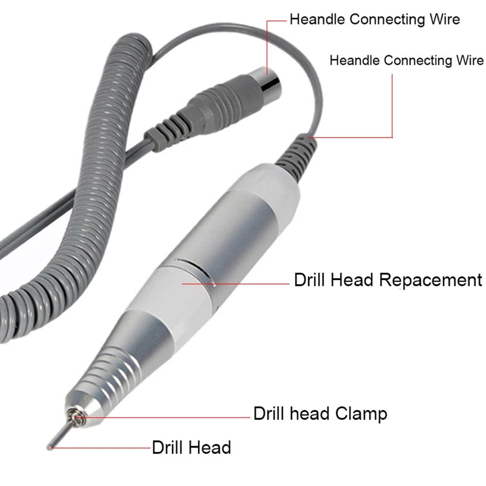 NEW Professional Electric Nail Drill Handle 35000RPM Nail Art Drill Handpiece File Polish Grind Machine Manicure Drill Accessory