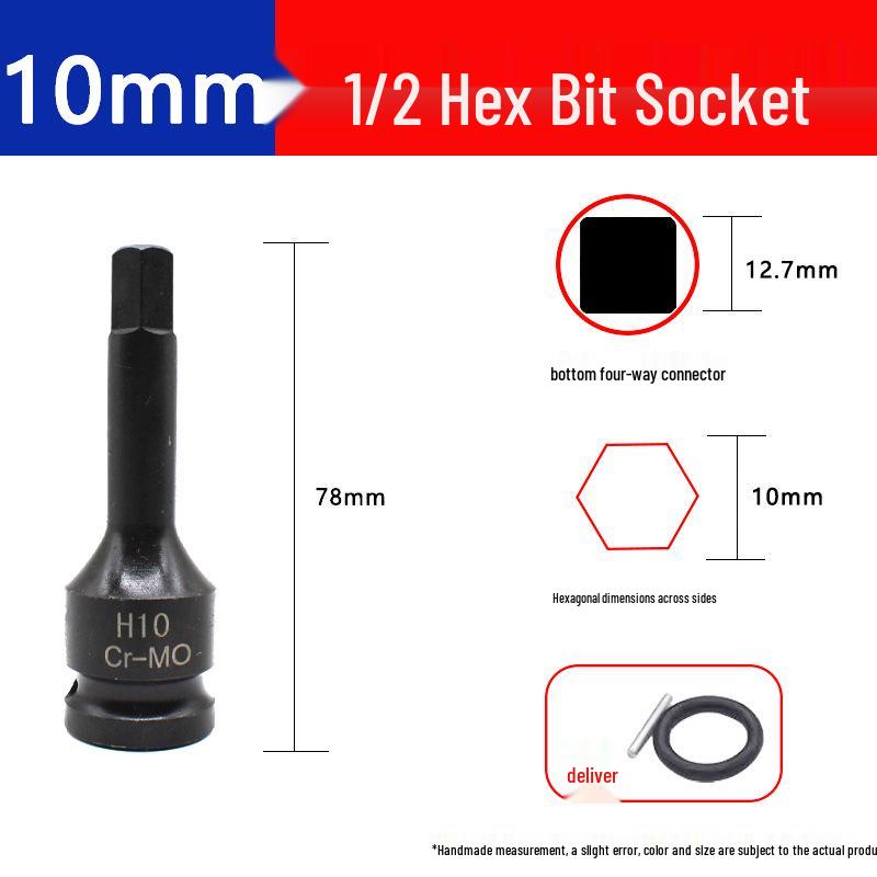 Hex 1/2" Air Impact Wrench Set with One-Piece Bit, Pneumatic Screwdriver, and Torx Socket