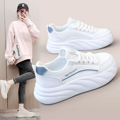 Hy5808 Nowe Białe Buty Damskie Wiosna/Lato Gruba Podeszwa Siateczka Podwyższające Buty Damskie Oddychające Buty Student Koreańska Moda Buty z Siateczkową Powierzchnią