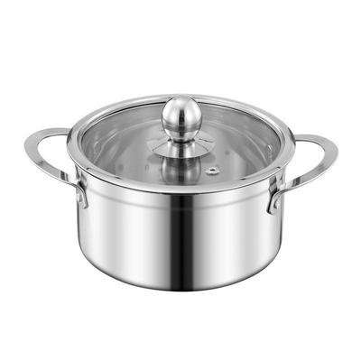 16cm Doppelohr Extra-Dick 201 Nicht-Magnetischer Edelstahl Rechtwinkliger Hot Pot für Eine Person - Ideal für Suppe und Shabu Shabu