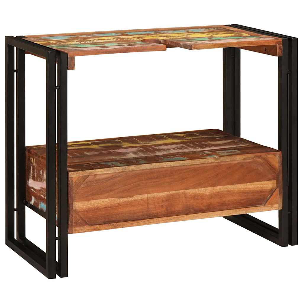 Washbasin Cabinet Multicolored Solid Upcycled Wood