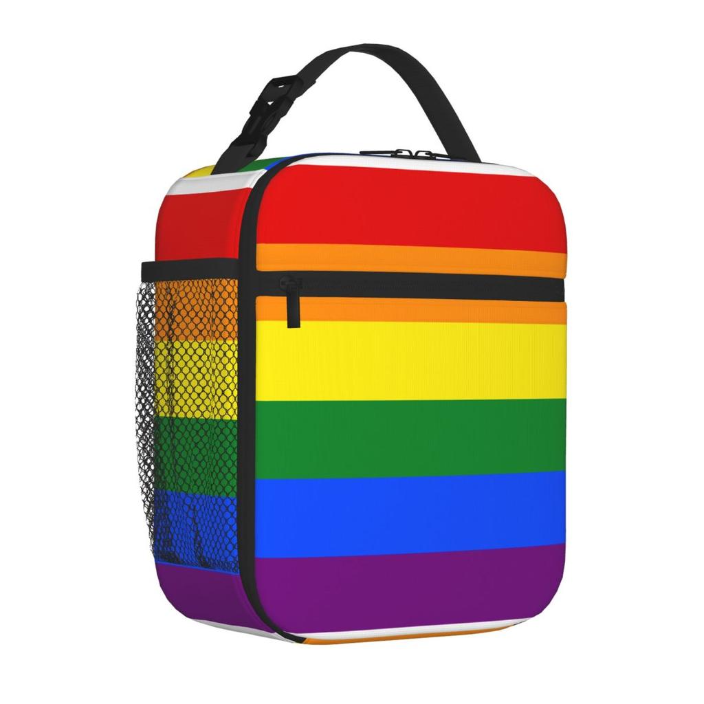 Bestselling Pride Flag Rainbow Pride Ruffled Neoprene Lunch Bag Student Daily Food Cooler Bag
