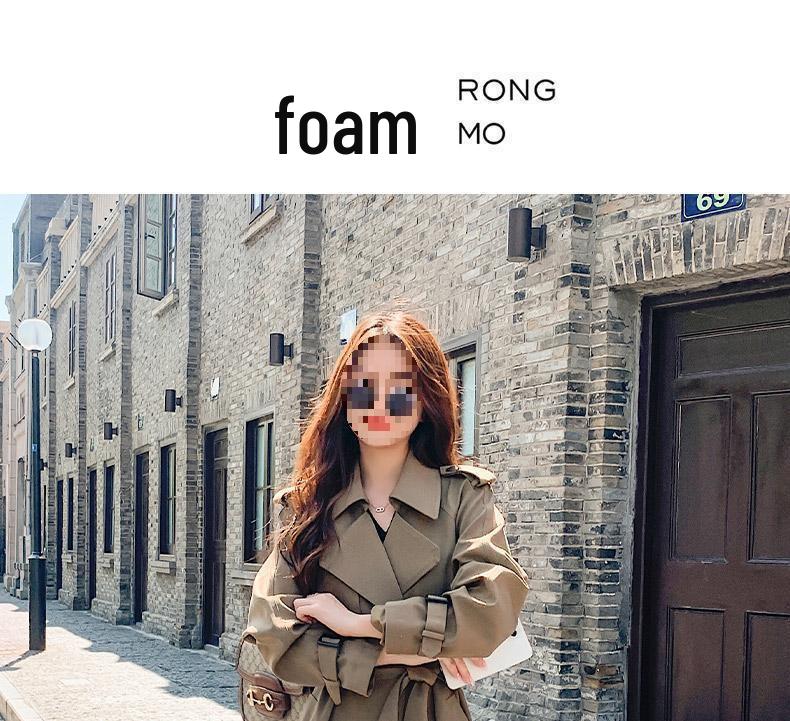 French Women's Drapey Mid-Length Trench Coat - Spring/Autumn, Waist-Cinching, Fashionable.