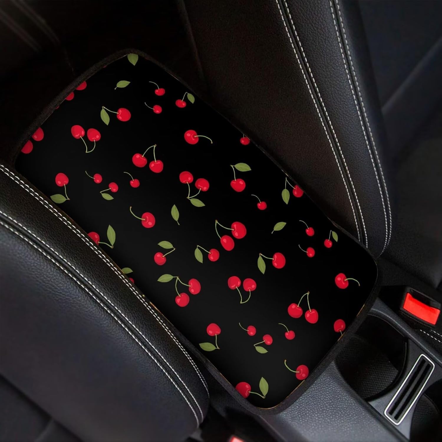 

Black Leopard Print Car Center Console Cover,Auto Arm Rest Cover for Women,Universal Black Cheetah Car Accessories вишня