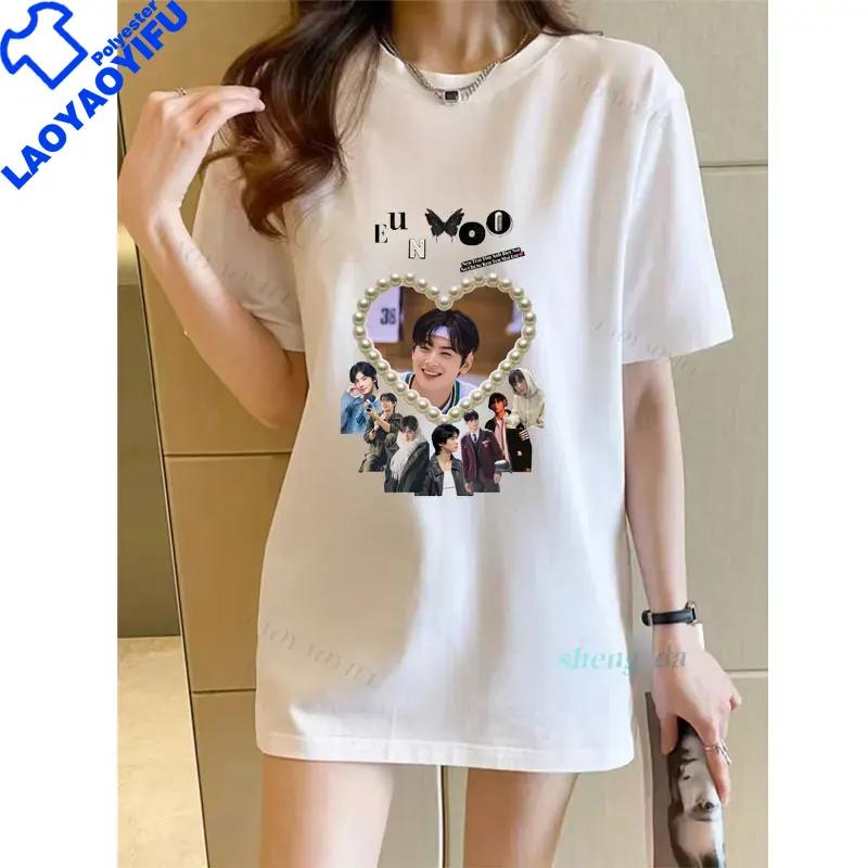 Cha Eun Woo Tshirts Y2k Clothes Womens Tshirt Graphic Korea Singer I Love Clothing Girlfriends Gift Kpop Top