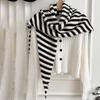 Plush Striped Scarf Korean Style Cape Wraps Fashion Knitted Triangle Scarf  Women/Men