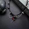Goth Punk Nieten Roter Mond Metallkette Quaste Anhänger Halsband Choker Halsketten Für Frauen Männer Hip Hop Y2K Grunge Schmuck Accessoires