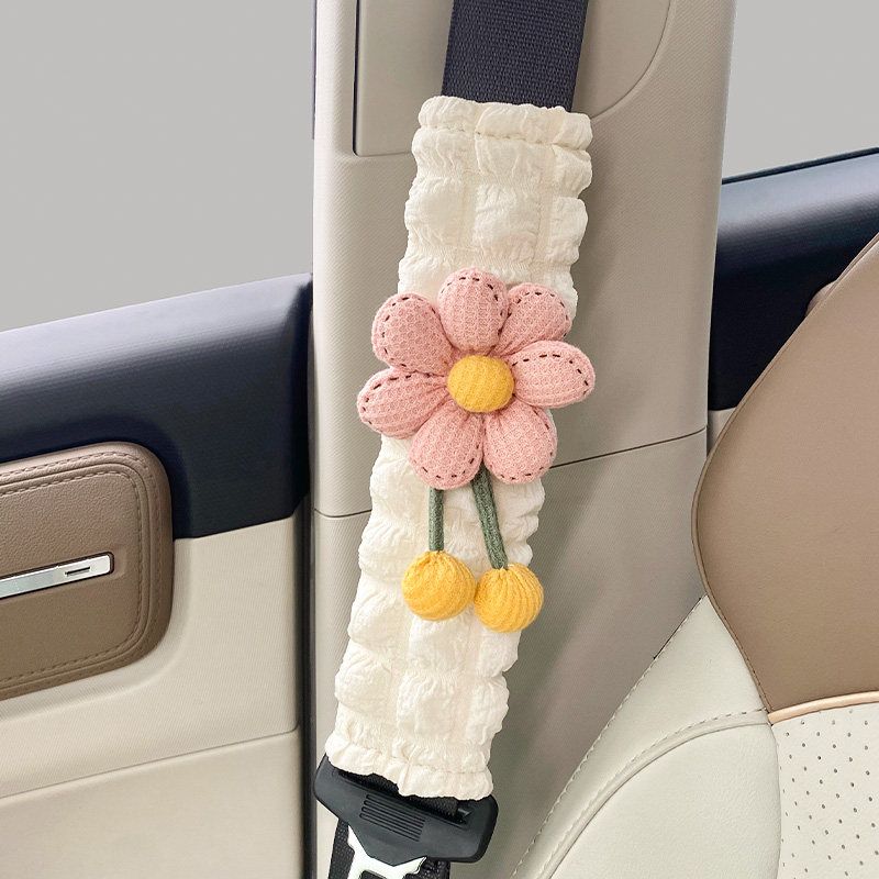 Car Seatbelt Shoulder Pad Anti-Neck-Strangling Cartoon Cute High-End Car Interior Decoration Car Child Protection Cover for Women
