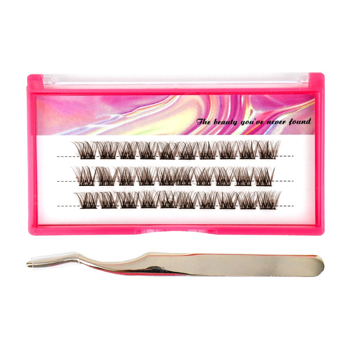 

Натуральные кудрявые накладные ресницы без клея для начинающих - густые, живые и простые в применении Three-row pack with mixed lengths + Tweezers