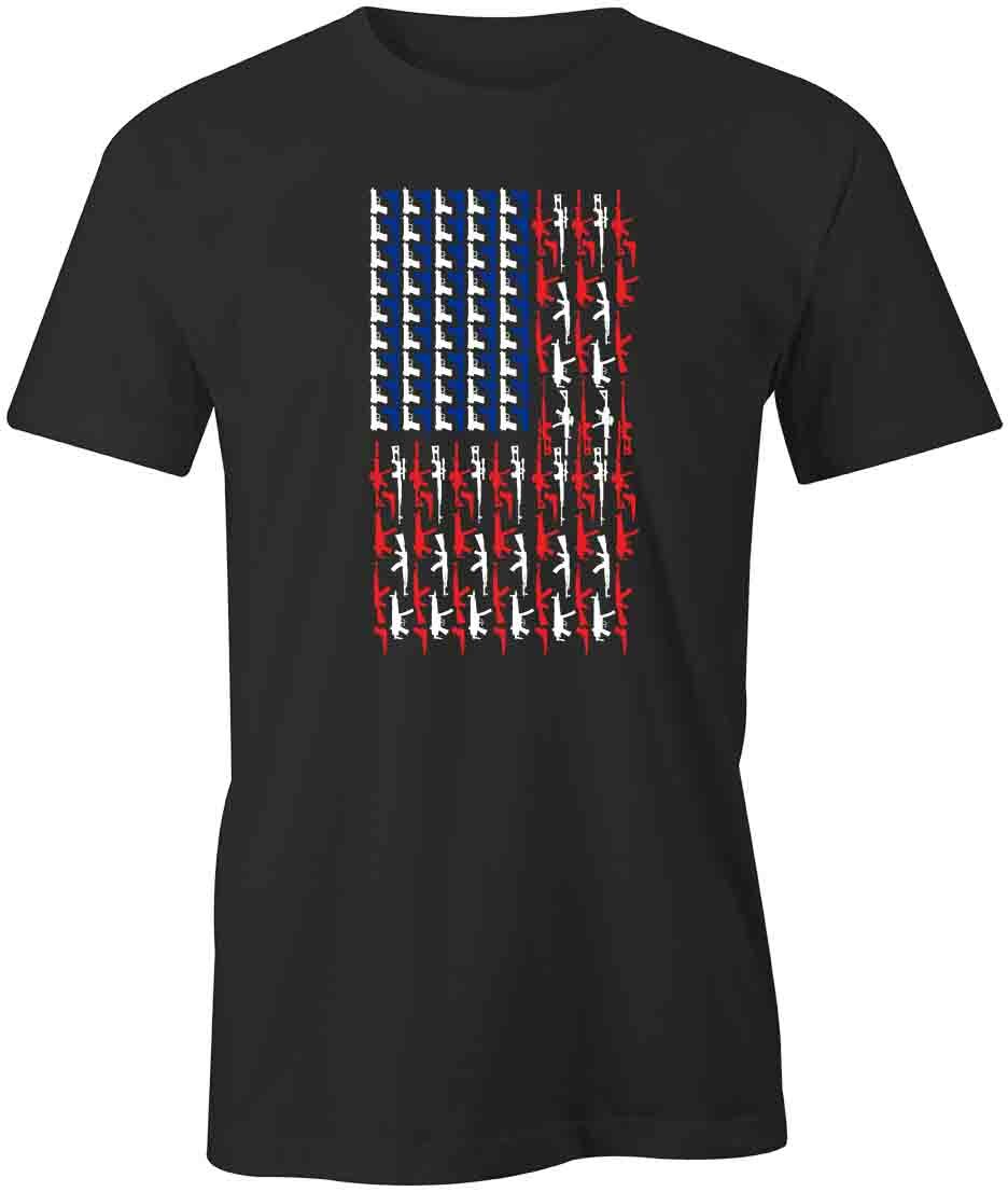 AMERICAN FLAG GUN TShirt Tee Short-Sleeved Cotton POLITICAL CLOTHING S1BSA650 L