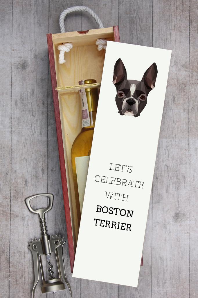 Boston Terrier, Boston Bull Terrier - Geometryczne Pudełko Ze Zdjęciem I Napisem Na Wino Marki Art-Dog