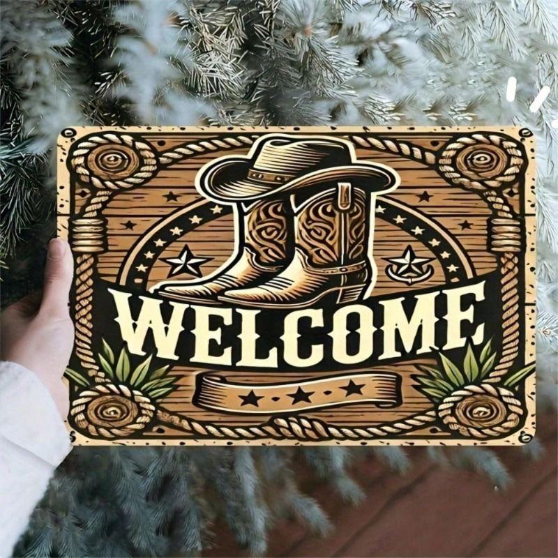 Metal Wall Art Antonio Iron Cowboy Welcome Sign, Rustic Western Decor for Home Bar