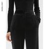 Langzi Black Velvet High-Waist Straight-Leg Pants