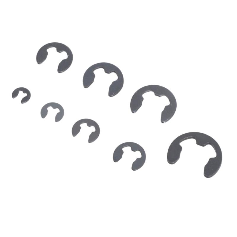 Pack of 225 High Strength Manganeses Steel E Types Circlips for Mechanical Equipment Support and Fixation In Box