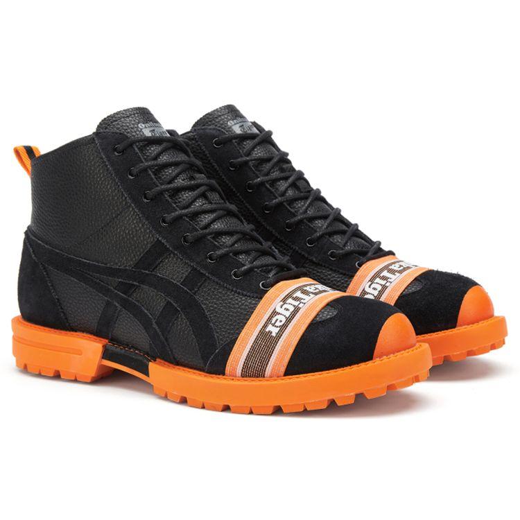 ONITSUKA TIGER Rinkan Retro Látkové Odolné Vysoké Ležérní Běžecké Boty Unisex Tenisky Černá Oranžová 1183B843-001