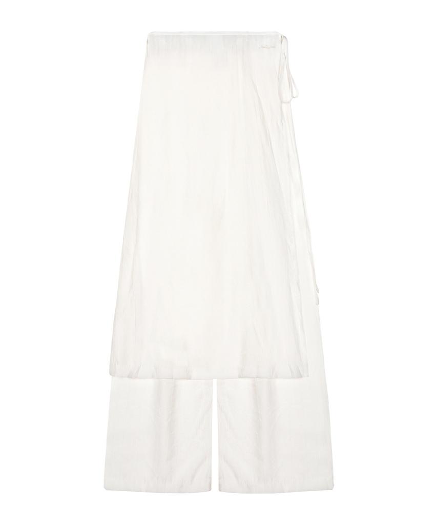 Nigaennikol Wrinkle Layered Wrap Skirt Pants_Ivory