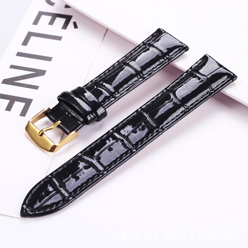Red Bamboo Joint Pattern Genuine Leather Watch Strap, Unisex