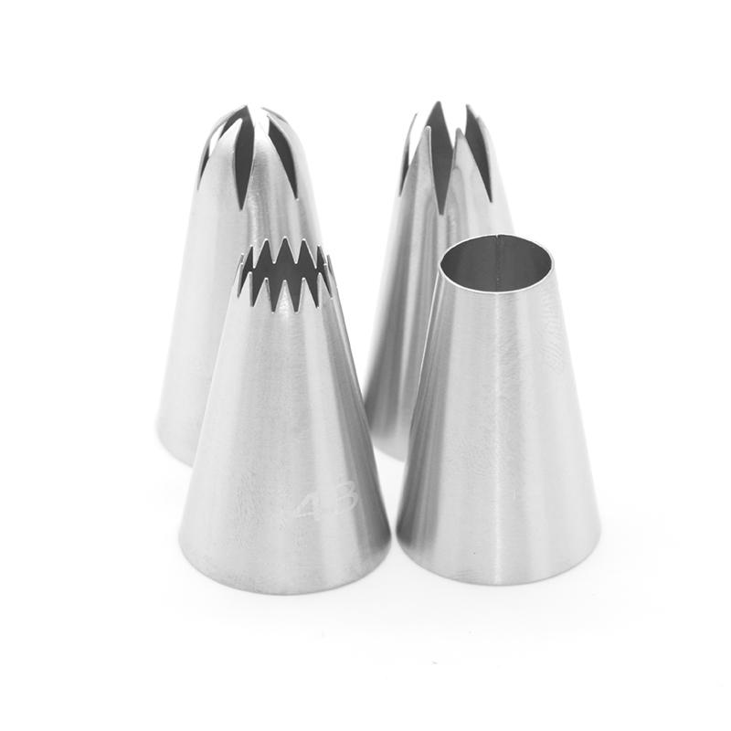 4pcs  Large Size Cookie Round Metal Cake Cream Decoration Tip Stainless Steel Piping Icing Nozzle Pastry Tools Baking Tools