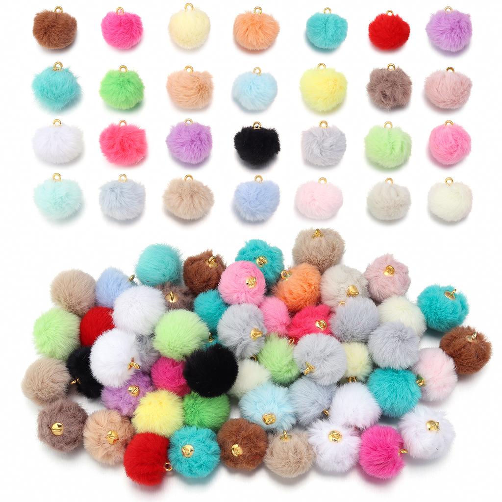 20pcs Plush Fur Covered Ball Beads Charms Imitation Rabbit Fur Pompom Pendant For Jewelry Making DIY Necklace Bracelets Earrings