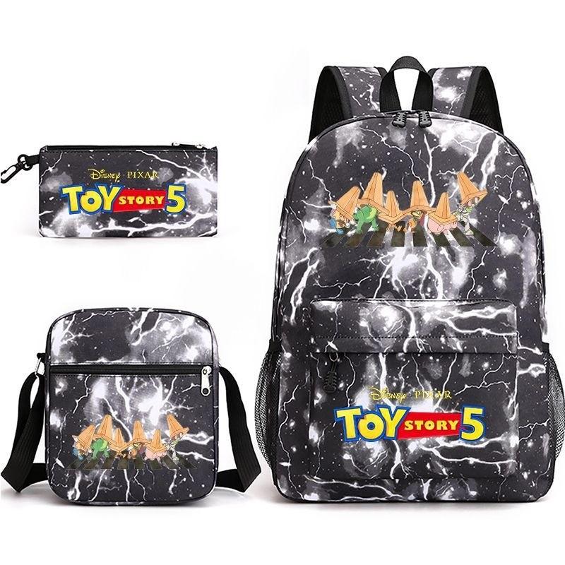 Toy Story Cartoon Print Oxford Canvas Backpack With Zipper Closure For Casual Travel Teens