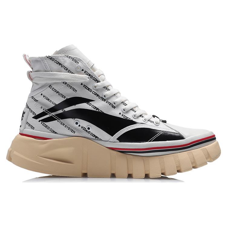 Li Ning Boot Textile, TPU Slip Resistant, Abrasion Resistant, Breathable High top Casual Shoes Women's White Black AGCP388-15
