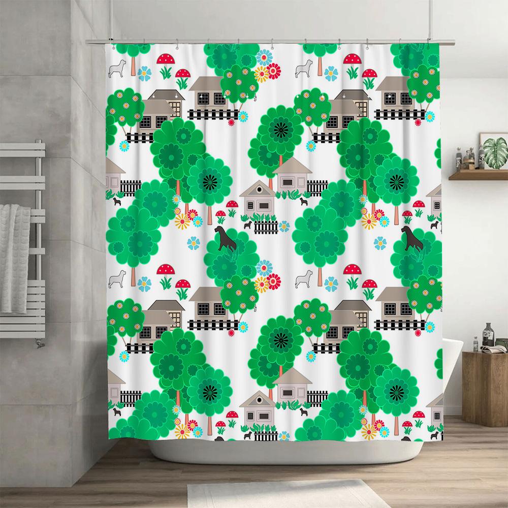 Greenery Pastoral Life Shower Curtain Decorative Bathroom Fabric Window Panel For Home Decoration In Animal Print Patterns From