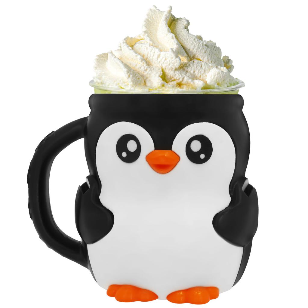 Resin Penguin Shape Ice Cream Holder With Snack Drawer Anti Deformation Wide Opening Penguin Style Ice Cream Container for Movie