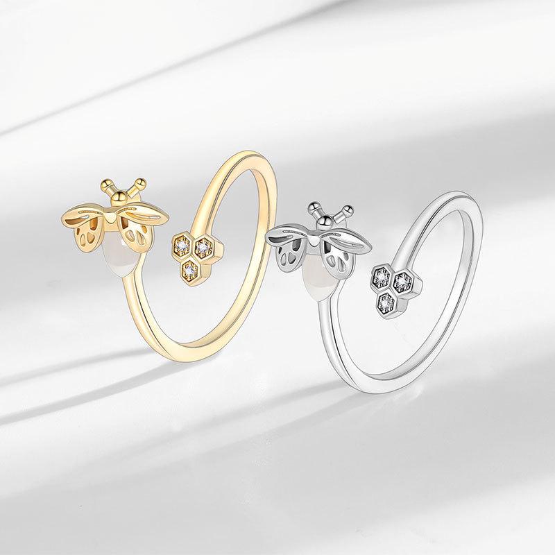 Moonstone Firefly Adjustable Honeycomb Ring - European and American Style
