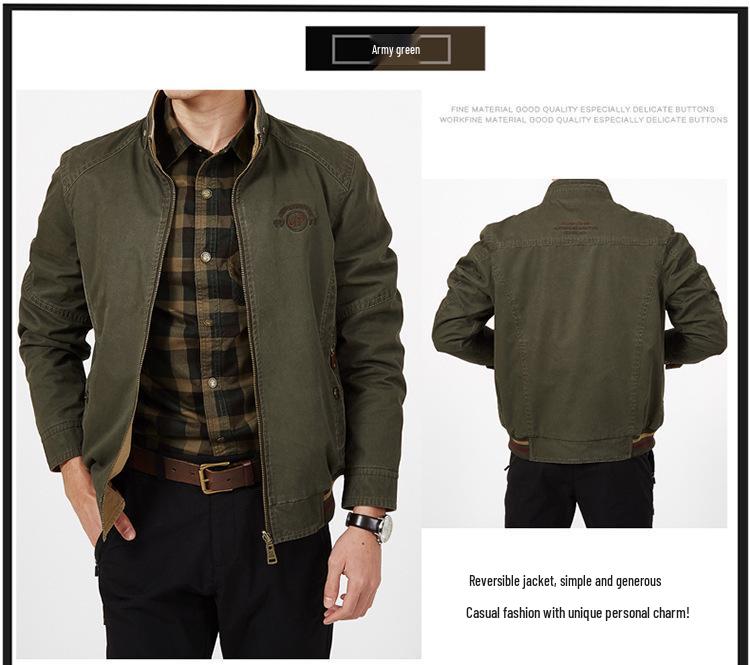 8571 Chaqueta Casual Reversible de Doble Cara para Hombre, 95% Algodón, Marca Top.