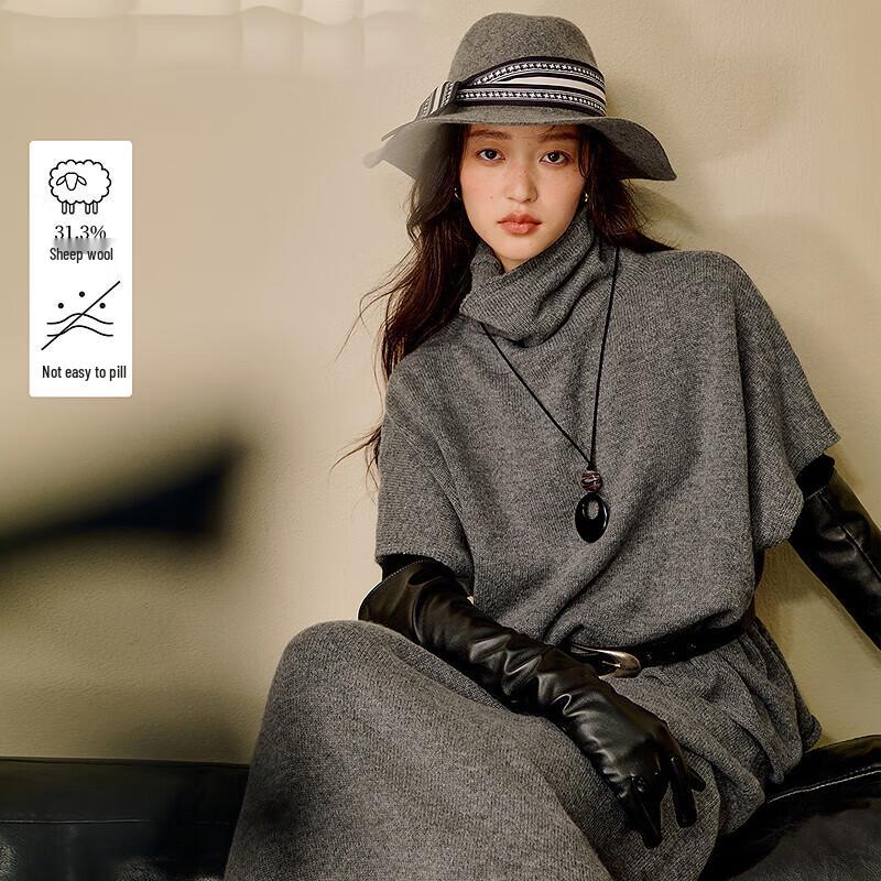 

INMAN Women s Cape Turtleneck Wool Knit Sweater L