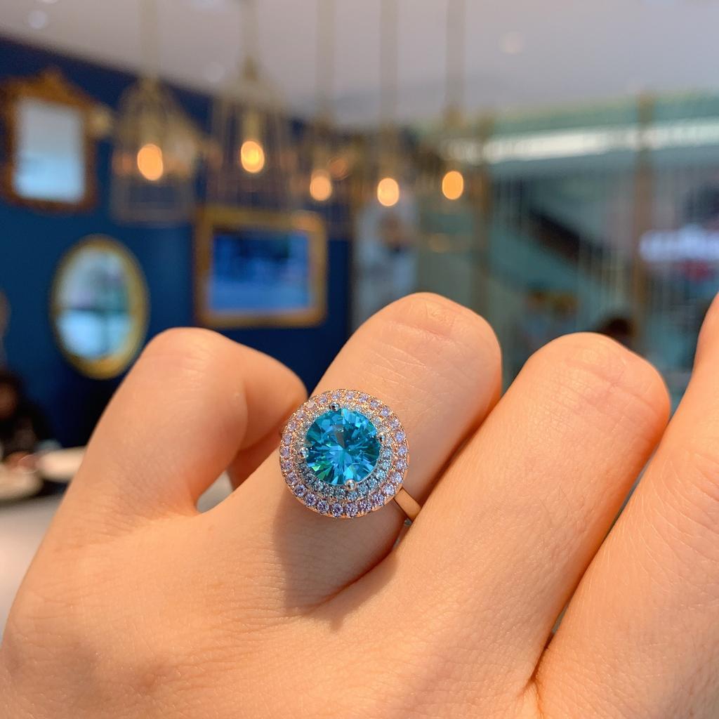 Cross Border Circular Simulation Sea Blue Ring Internet Celebrity Simple Necklace Women's Set