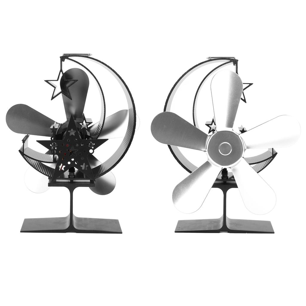 5 Blade Heat Powered Stove Fan Aluminum Alloy Fast Heat Dissipation Heat Powered Fireplace Fan for
