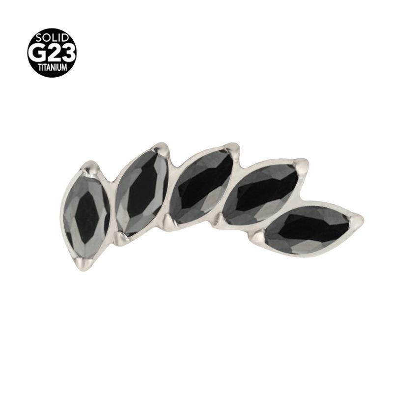 Marquise Multicolor Zircon Stud Earrings – F-136 Titanium Alloy for Lip and Ear Cartilage Piercing.