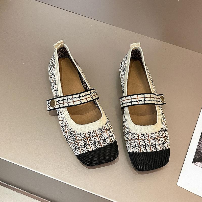 

Fashion Retro Square Toe Mary Jane Shoes for Women Summer Splicing Color Woman Flats 2025 Social Low Price Fashion 39 Elegant Dress Shoe 35