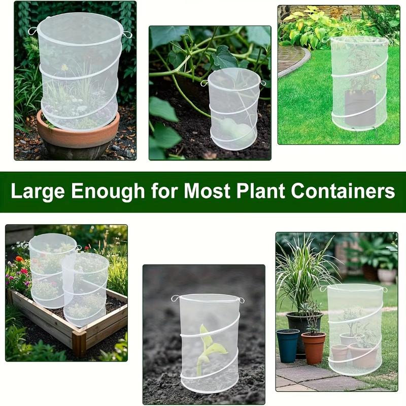 Garden Insect Plant Covers, Pop-up Black, Durable Plastic Mesh Grid Garden Cage, Breathable Greenhouse Protective Covers, 2 Pcs