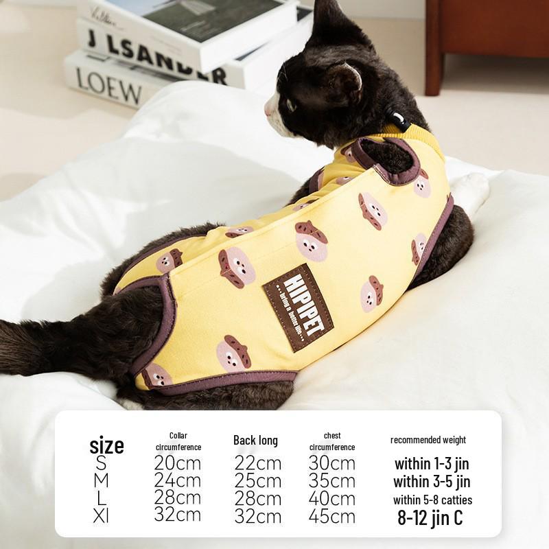 Four Seasons Anti-Lick Spay/Neuter Suit for Cats - Post-Surgery, Weaning & Kitten Protection, Thin Style, Pet Cat/Dog Four-Legged Clothing