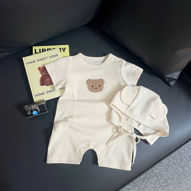 Baby Onesie Summer Waffle Bear Baby Romper
