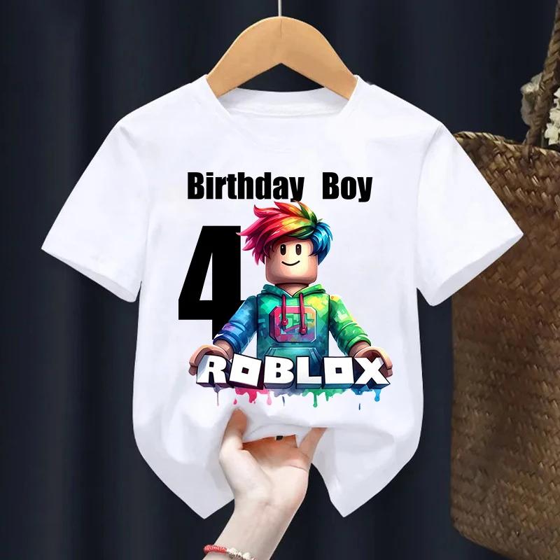 

Children s T-shirt cartoon birthday number pattern T-shirt boys and girls casual short sleeved 150