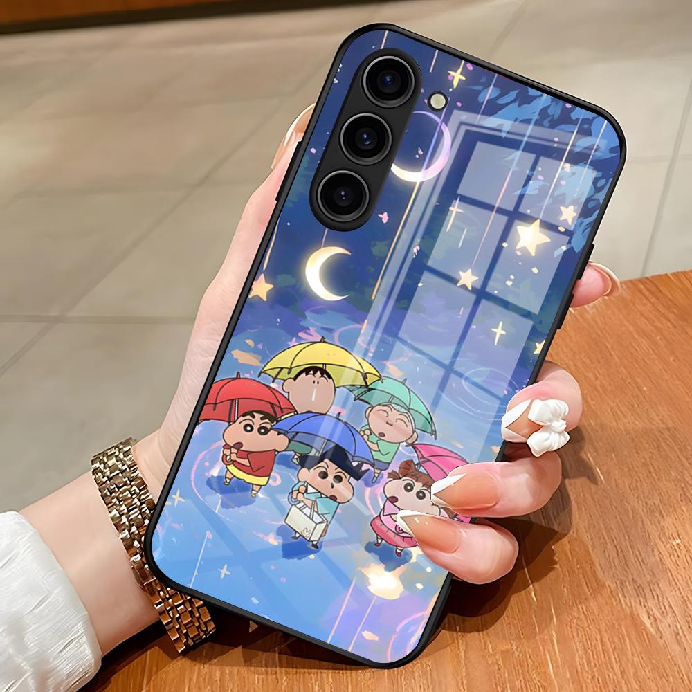 C-Crayon Cartoon Shin Chan Phone Case For Samsung S26 S25 Edge Ultra S23 S22 S21 S20 Ultra Plus S24 Fe A54 A53 A25 Glass Cover