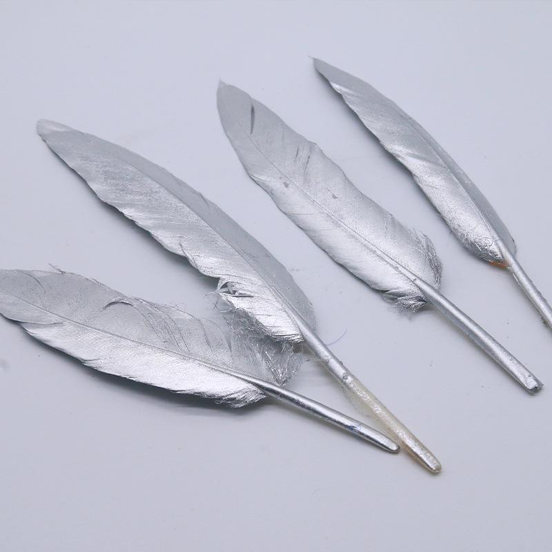 

Small Straight Knife Gradual Change Two-Color Feather Goose Feather Diy Jewelry Accessories Handicrafts Decoration Handmade Materials серебряный