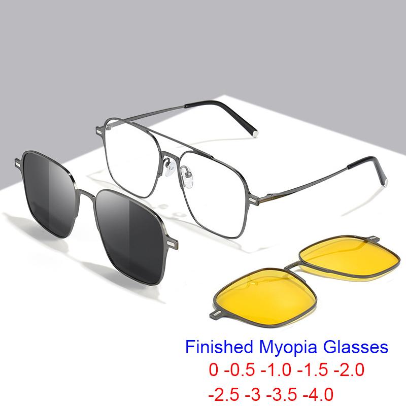 1/3 In 1 Magnetic Clip On Sunglasses For Men Women Optical Myopia Nearsighted Glasses Trendy Frame