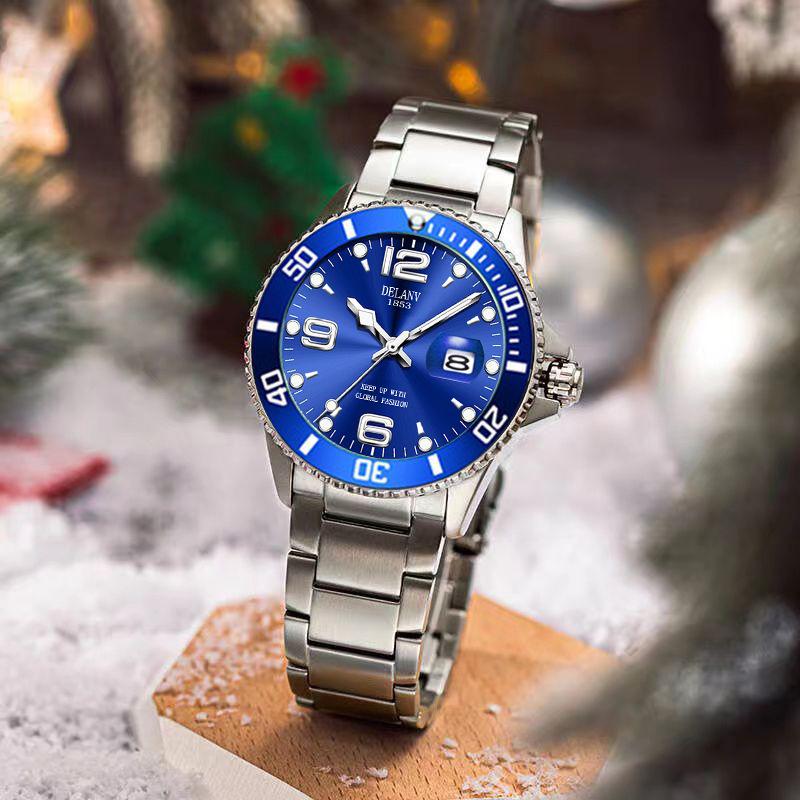 Men’s Fashionable Luminous Quartz Watch with Steel Band and Calendar