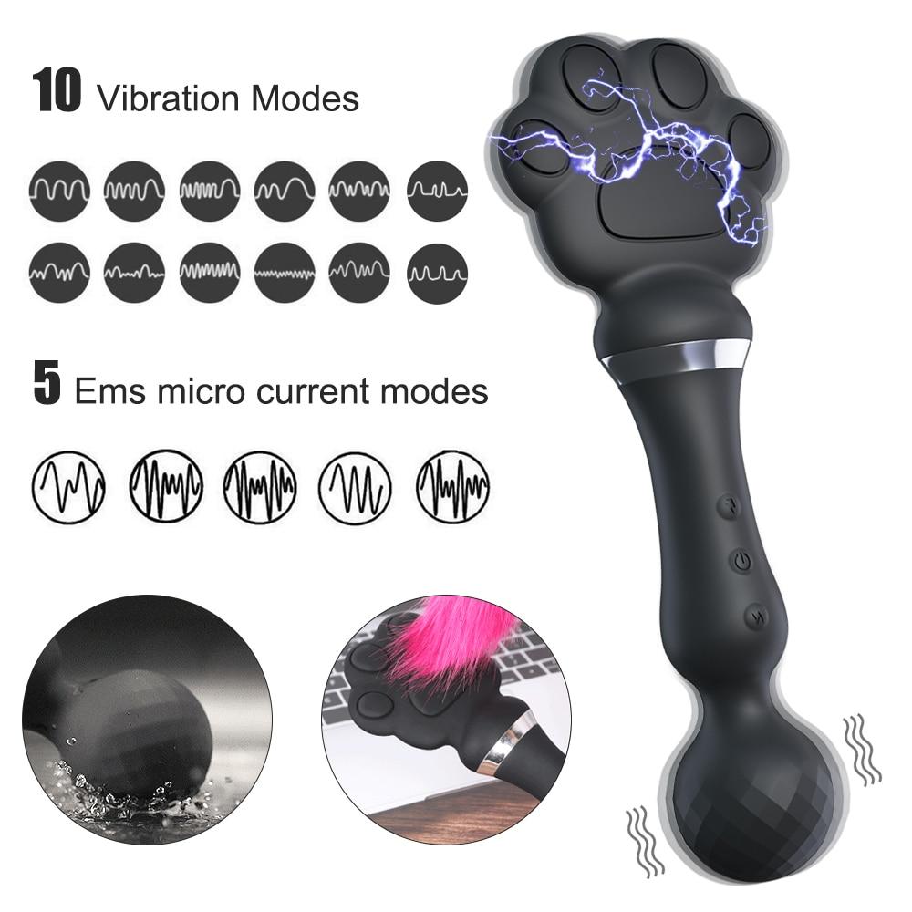 EMS Electric Shocker Vibrator AV Magic Wand Sex Toys for Women Clitoris Stimulator Dildos G-Spot Massager Goods for Adults 18