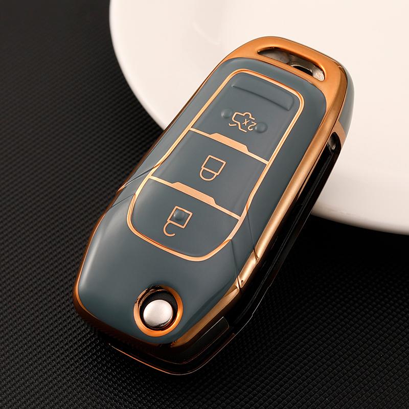 Tpu Smart Key Cover For Ford F-150 F-250 F-350 Explorer Ranger Ka Fiesta Mondeo Tpu Car Key Shell Case Holder Key Chain Set